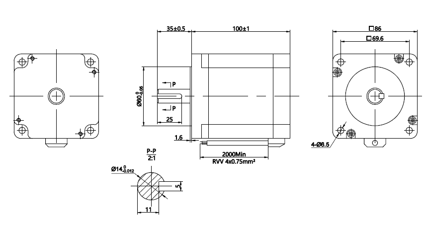 motor a pasos nema 34 6.8nm dimensiones
